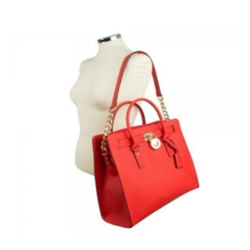 Michael Kors Hamilton Large Satchel Tote Saffiano Shoulder Bag - Picture 13 of 16